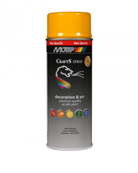 Motip Dupli Crafts Ακρυλικό Σπρέι Βαφής Κίτρινο με Γυαλιστερό Εφέ 400ml RAL 1028 SPRAY ΒΑΦΗΣ