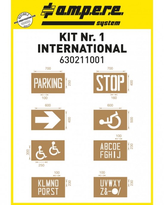 Ampere Stencil Kit Διαγράμμισης 8 τμχ Spray Διαγράμμισης