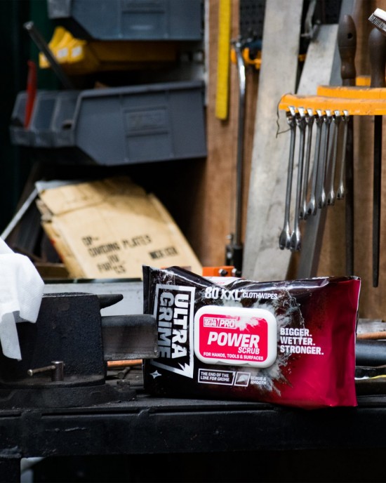 UltraGrime Pro: Power Scrub Wet Wipes for Cleaning Tools & Hands XXL 80 pcs