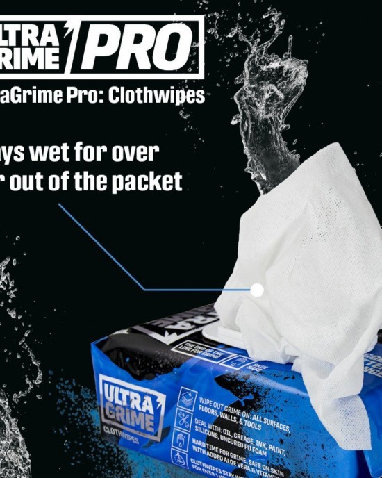 UltraGrime® Pro Multiuse Wet Wipes for Cleaning Tools & Hands XXL 100 pcs UltraGrime® Pro Multiuse Wet Wipes for Cleaning Tools & Hands XXL 100 pcs